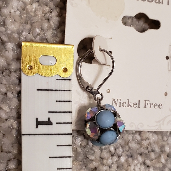 Blue and AB Sparkly Drop Earrings - Picture 4 of 4